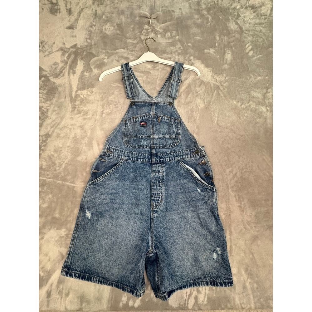 Vintage Unionbay WomensDenim Overalls Medium BlueWash Distressed Carpenter Style